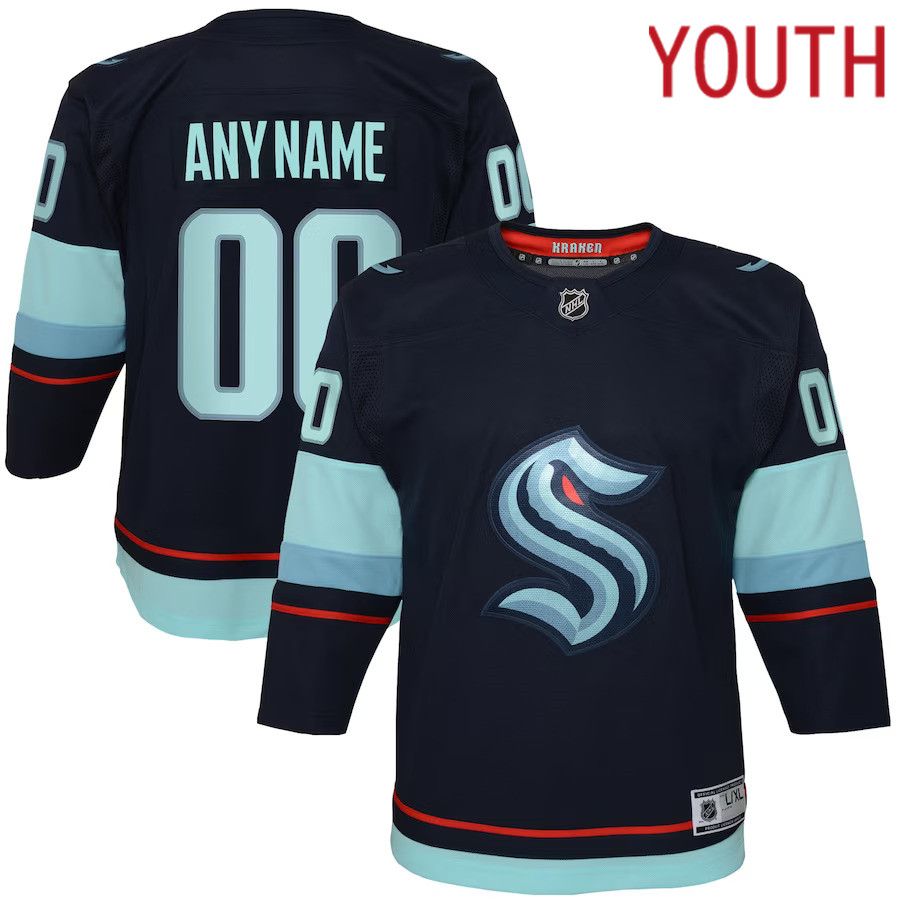 Youth Seattle Kraken Navy Home Premier Custom NHL Jersey->customized nhl jersey->Custom Jersey